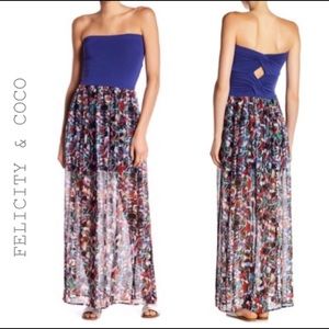 NWT Felicity & Coco no Strap Twist Back Maxi Dress